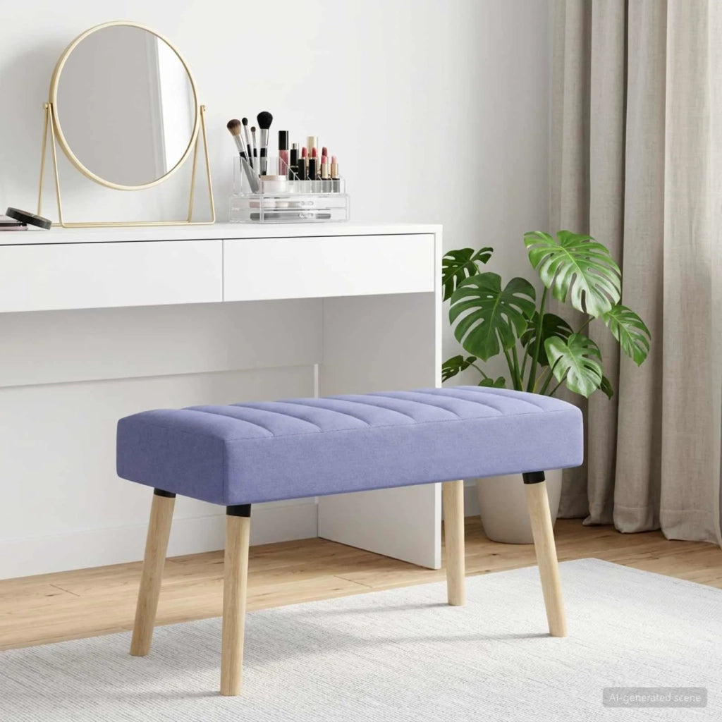 Panchina trapuntata a canale Blu jeans 80 x 40 x 46 cm Tessuto 42038486