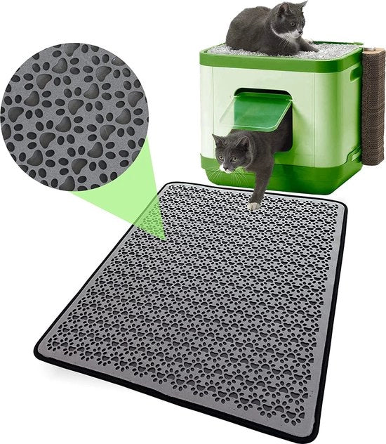Matrice per gatto XXL, grande, ondervloer, design doppio strato acqua-tetto, 100% EVA, prodotto con gatti e accessori (60-74 cm, grigio)