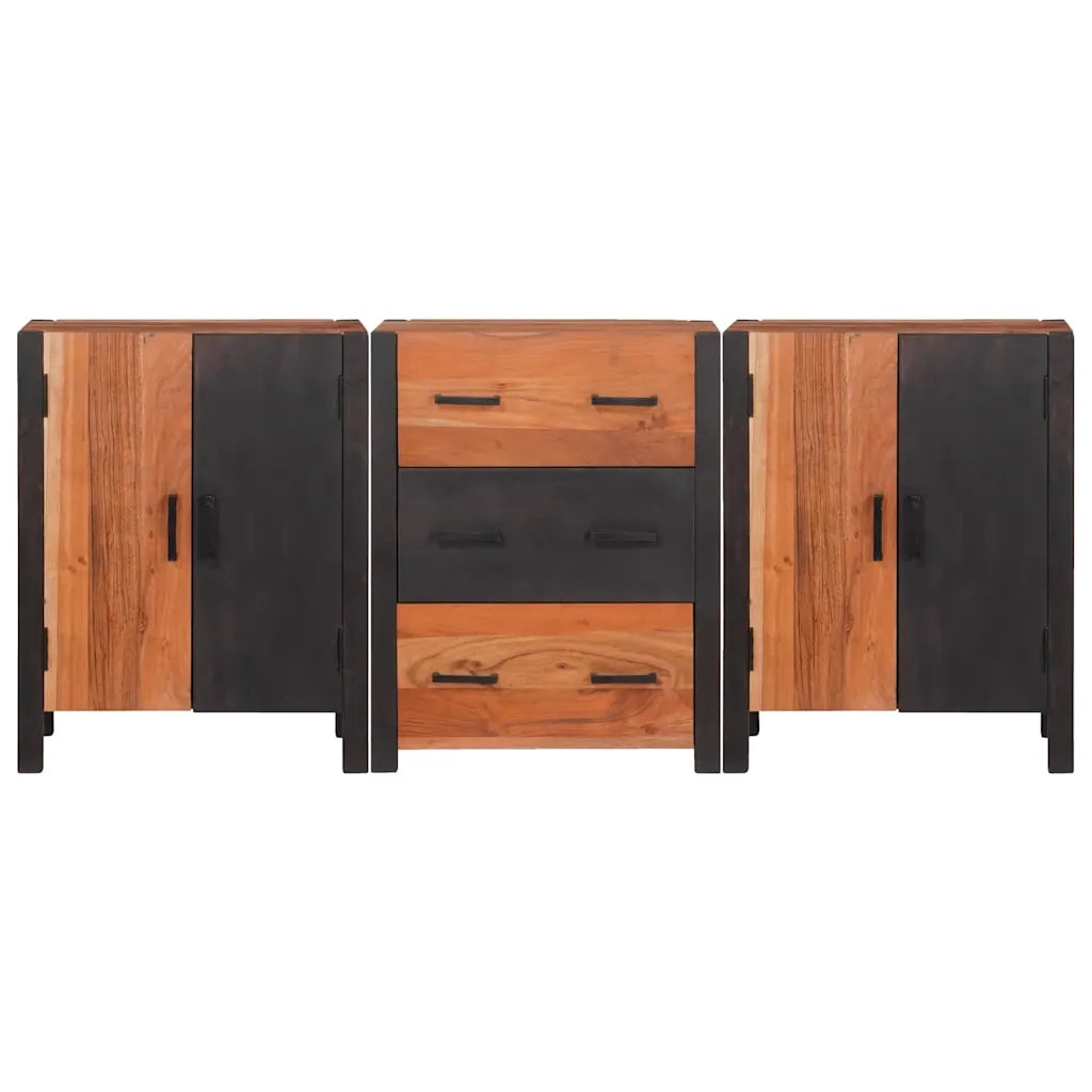 Credenza 3 pcs Marrone 55 x 30 x 75 cm Legno di Acacia Massello 3321525