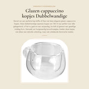 Set di Caffè a Doppia Parete 150 ml - Set di Caffè a 6 pezzi - Caffè con Manico - Vetro Termico - Robusto e Duraturo - Moka