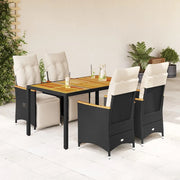 Set BistrÃ² da Giardino 5 pz con Cuscini in Polyrattan Nero
