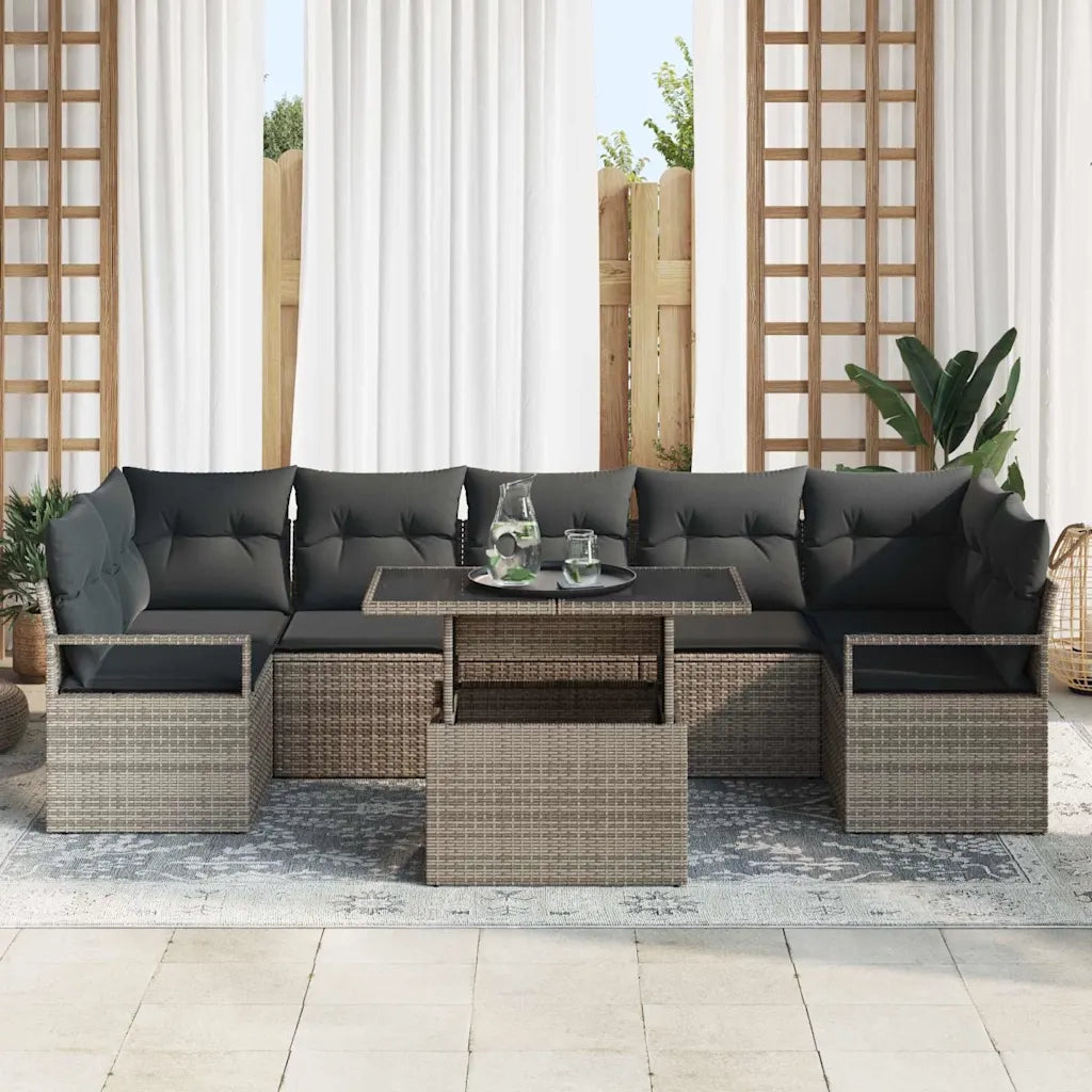 Set Divano da Giardino con cuscino 8 pcs Grigio polyrattan 3348775