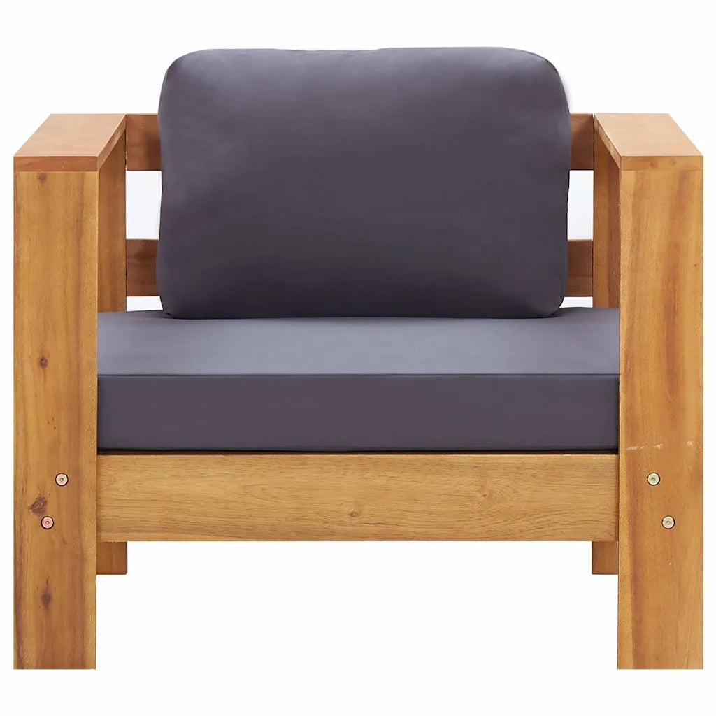 Sedia da patio-Sedia da Giardino con Cuscino Grigio Scuro in Legno di Acacia