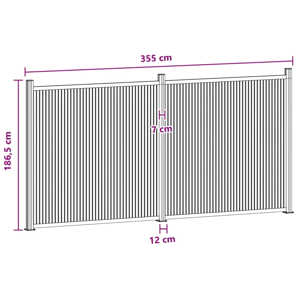 Pannello di Recinzione 2 pz 355 x 186,5 cm WPC e Alluminio Nero 3429484