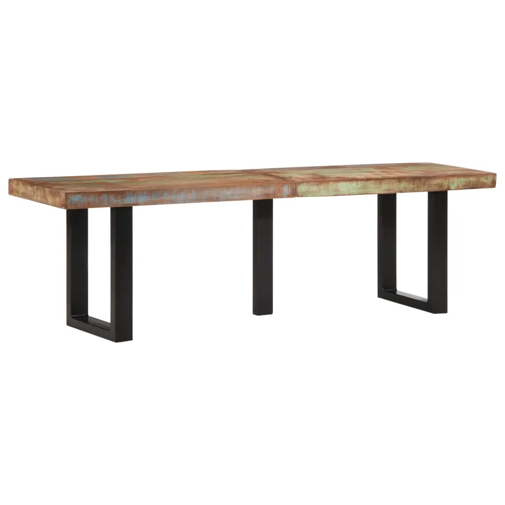 Panca-Sgabello 160 cm in Legno Massello di Recupero e Acciaio