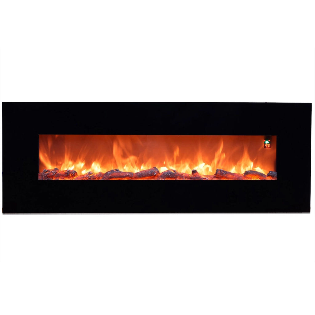 Sined Aprica Caminetto Elettrico Da Parete In Acciaio e Vetro Da 1500w Effetto Fiamma Led Nero Realistico Effetto Fiamma Led In 6 Livelli Di Intensita Della Luce Con Telecomando Per Casa e Ufficio