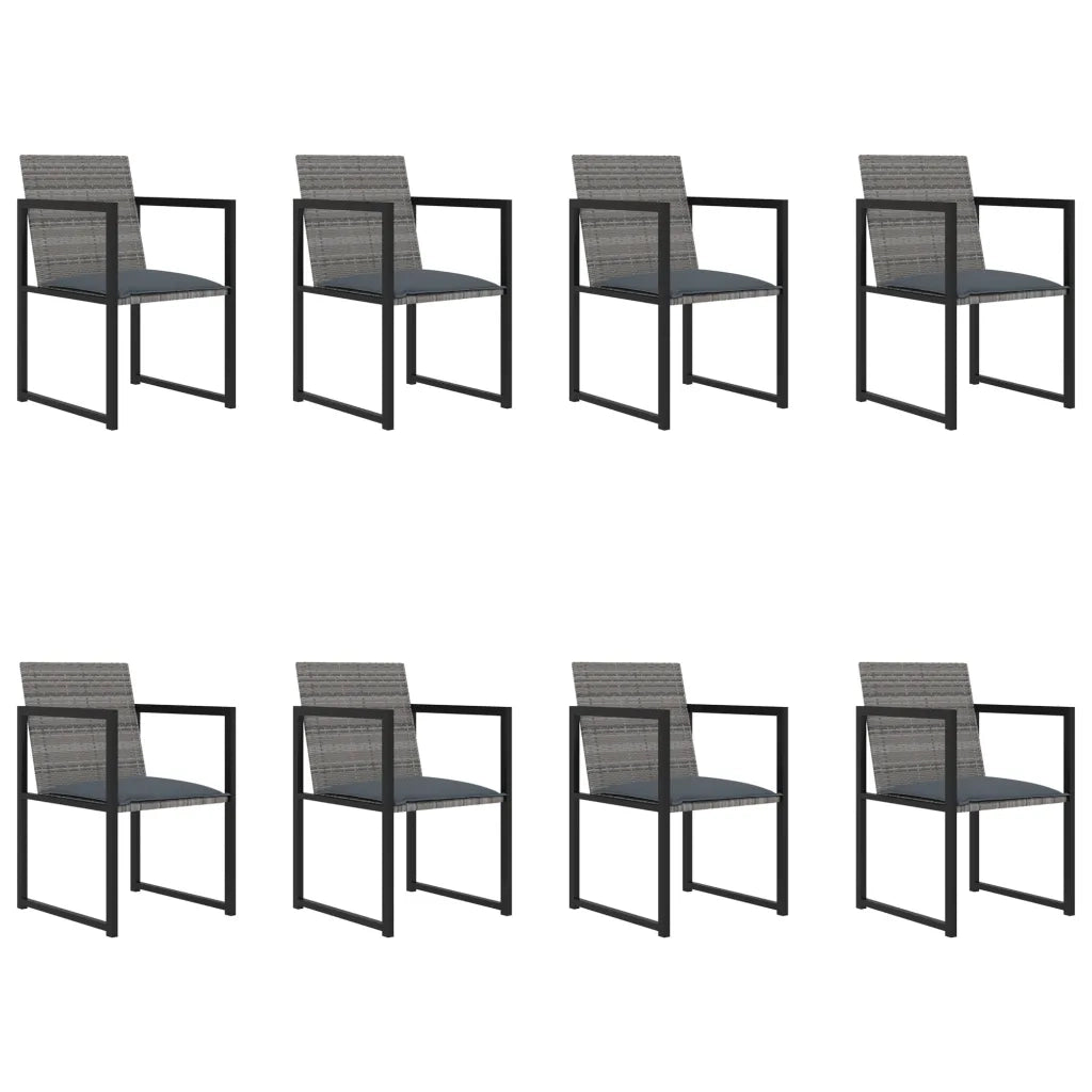 Set da Pranzo da Giardino 9 pz con Cuscini in Polyrattan Grigio 313119