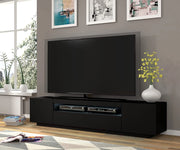 Mobile TV Aura con LED integrato 200x37x42H Cm mobile sospeso o a terra con piedi colore Nero Opaco