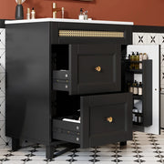 Mobile Sottolavabo con Lavabo in Ceramica ¨C Xylo ¨C Nero, Cassetti, Ante, 76x46x87 cm