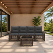 Set Divano da Giardino 5 pz Grigio polyrattan 3434756