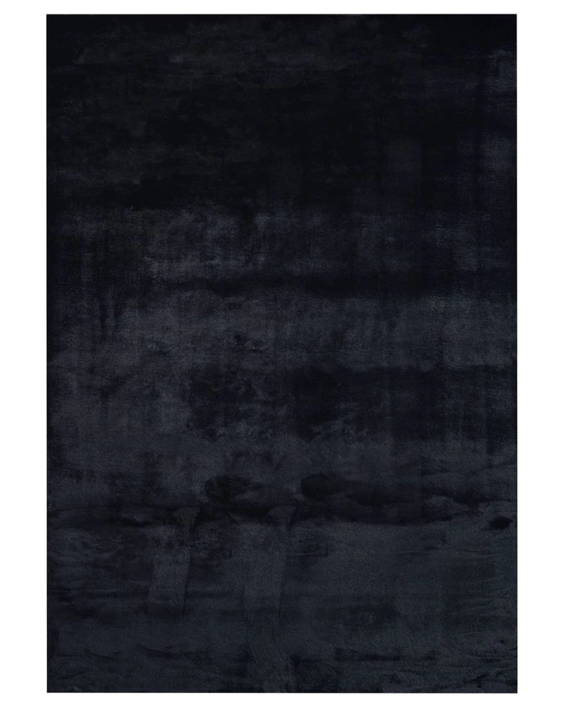 Tappeto Shaggy Artificiale di Coniglio in Pelliccia Ecologica Morbido e Soffice 160 x 230 cm Nero