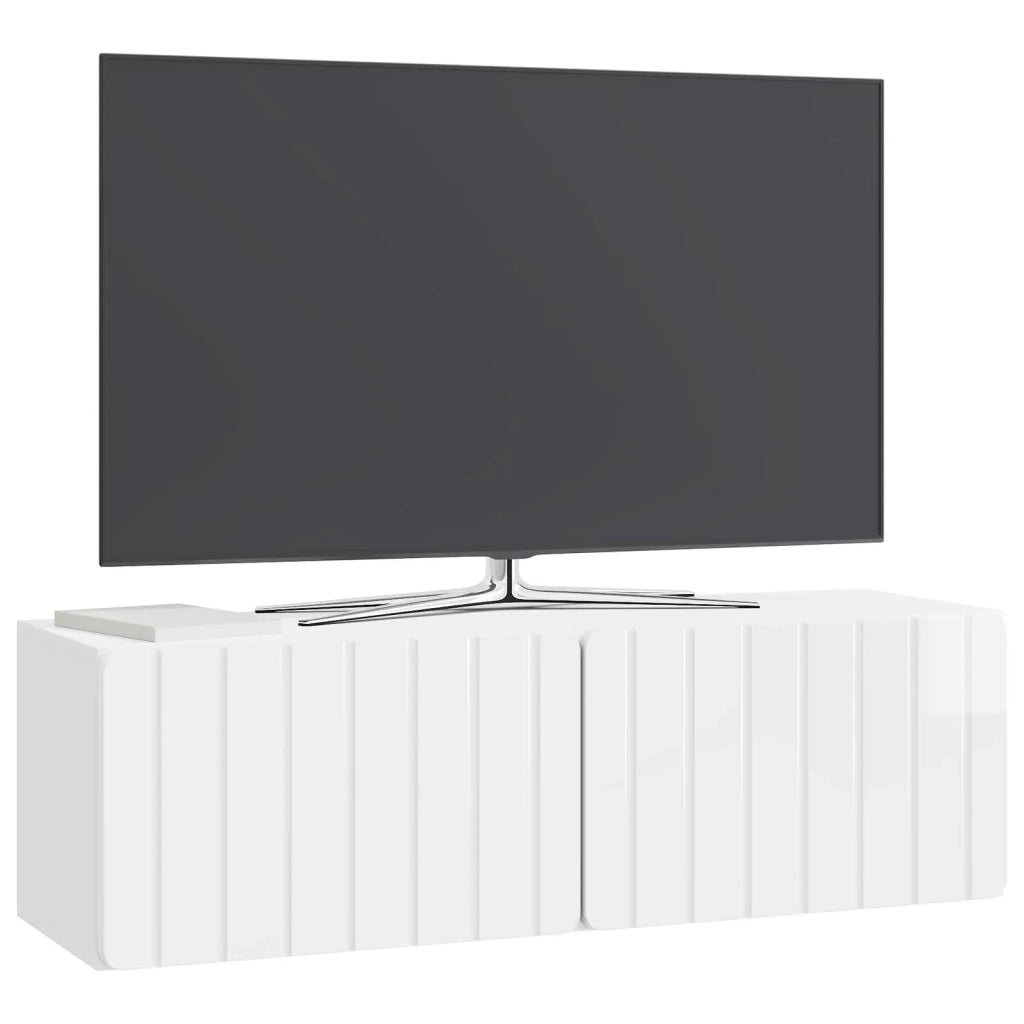 Mobile Porta TV da Muro Bianco Lucido 98 x 31 x 30 cm