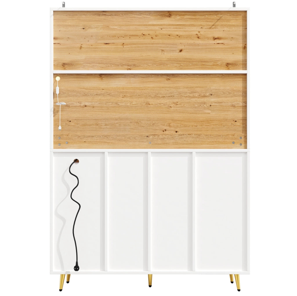 Credenza multifunzione con LED, presa e portabottiglie