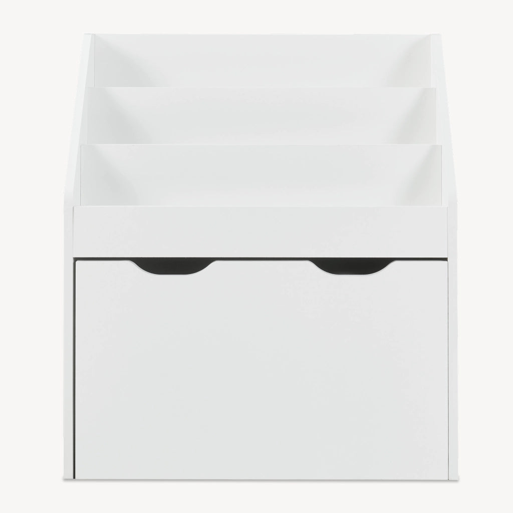 Libreria a Scaletta Sirlstalo per Cameretta Scaffale con 3 Scomparti e Cassetto a Rotelle 70 x 63 x 30 cm - Bianco [en.casa]