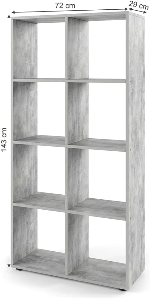 Scaffale Scutum, Calcestruzzo, 143 x 72 cm, per l’utilizzo come divisorio o come libreria aperta