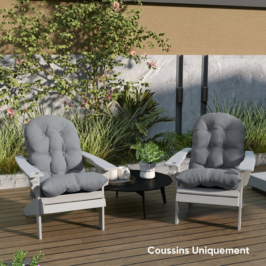 Cuscini per Sedie Adirondack ¨C zephmum ¨C 2 Pezzi, Grigio, Tessuto Imbottito