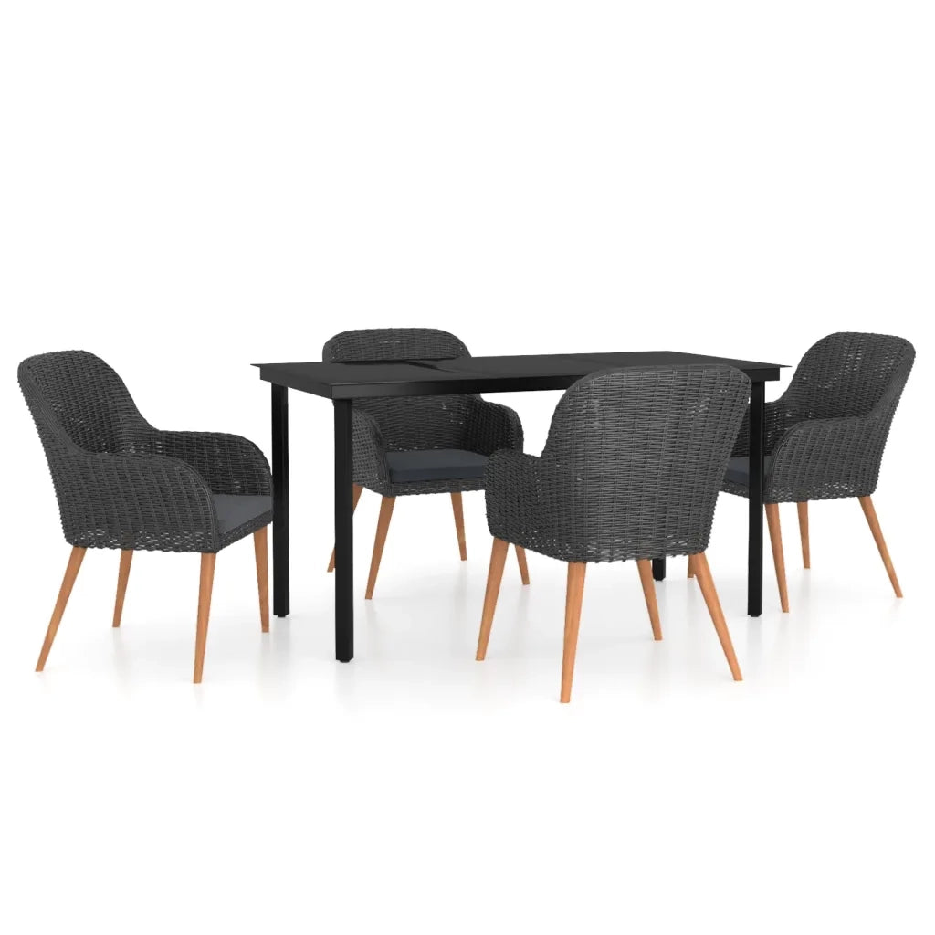 Set da Pranzo per Giardino 5 pz con Cuscini Nero cod mxl 42216
