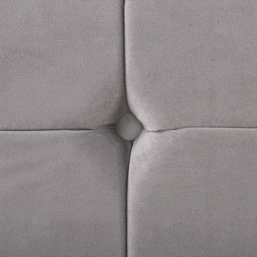 Letto in velluto grigio tappezzeria matrimoniale 140 x 200 cm con rete a doghe e testiera capitonné con bottoni