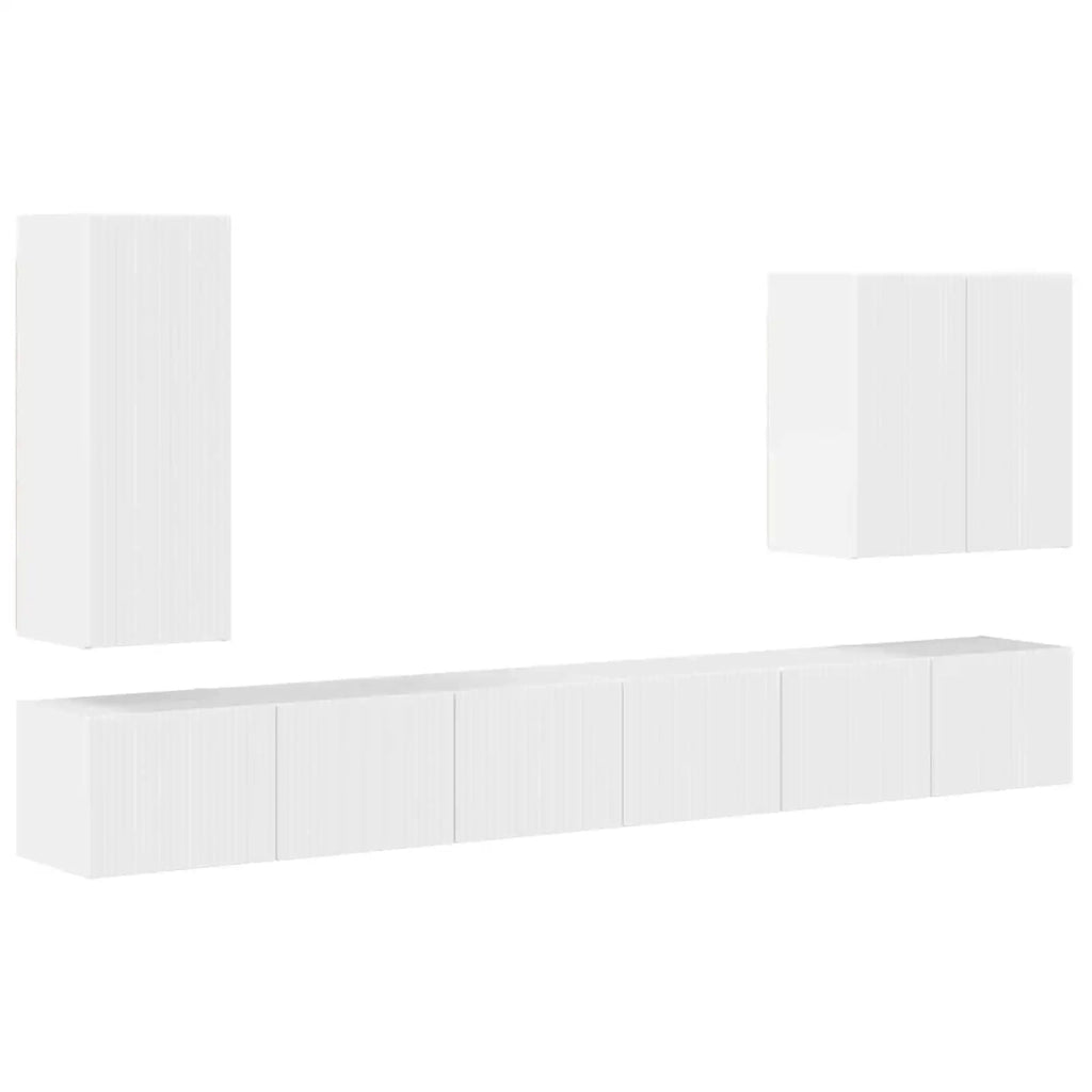 Set di Mobiletto da TV a Parete 6 pcs Bianco Lucido