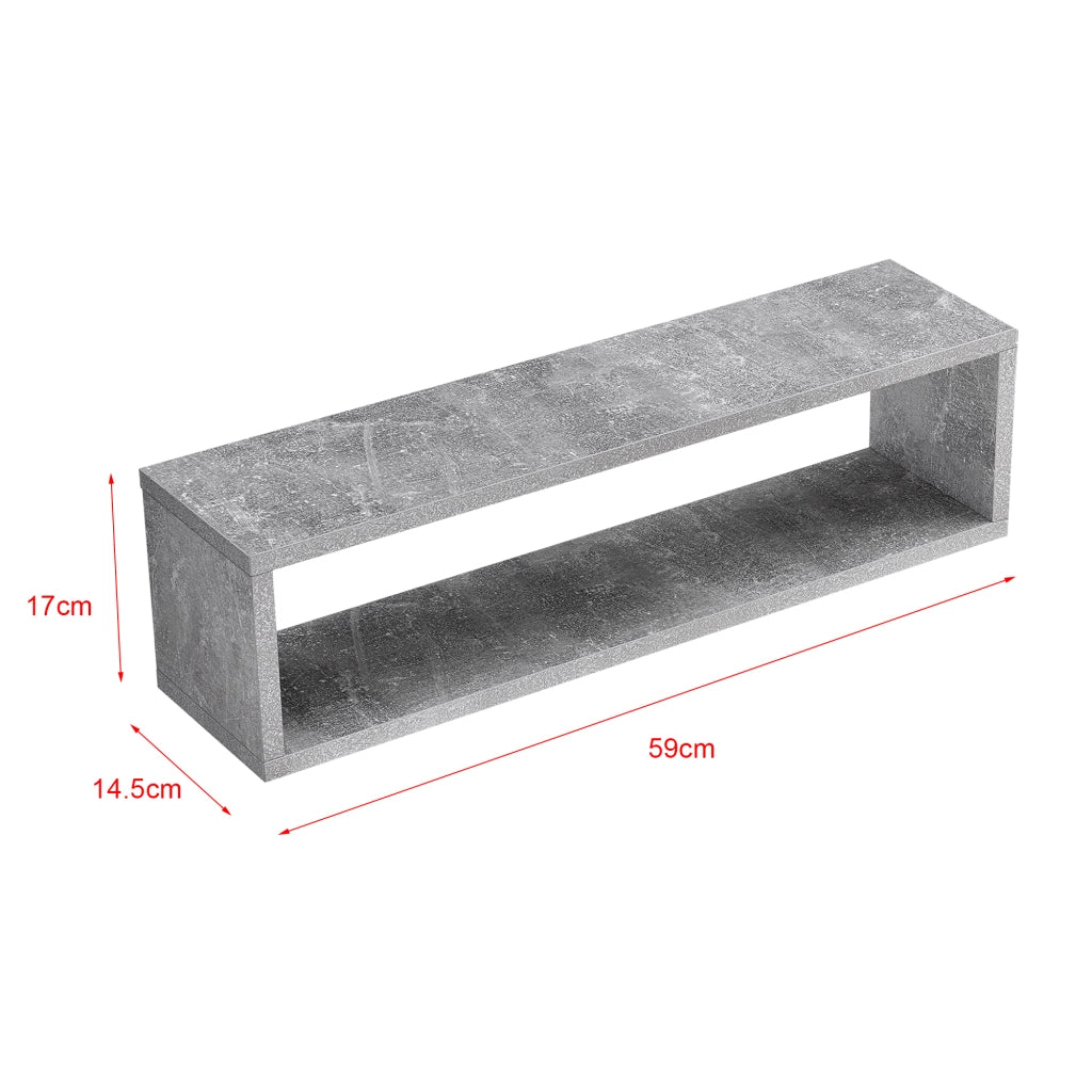 Set di 4 Mensole da Parete a Forma Rettangolare 59 x 14,5 x 17 cm 4 Scaffali da Muro con 2 Ripiani Portaoggetti - Effetto Cemento