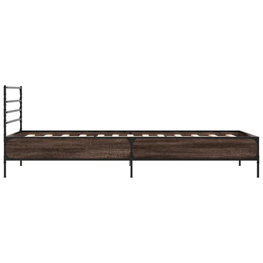 Letto singolo | Letto per adulti | Giroletto Rovere Marrone 100x200 cm Legno Multistrato e Metallo