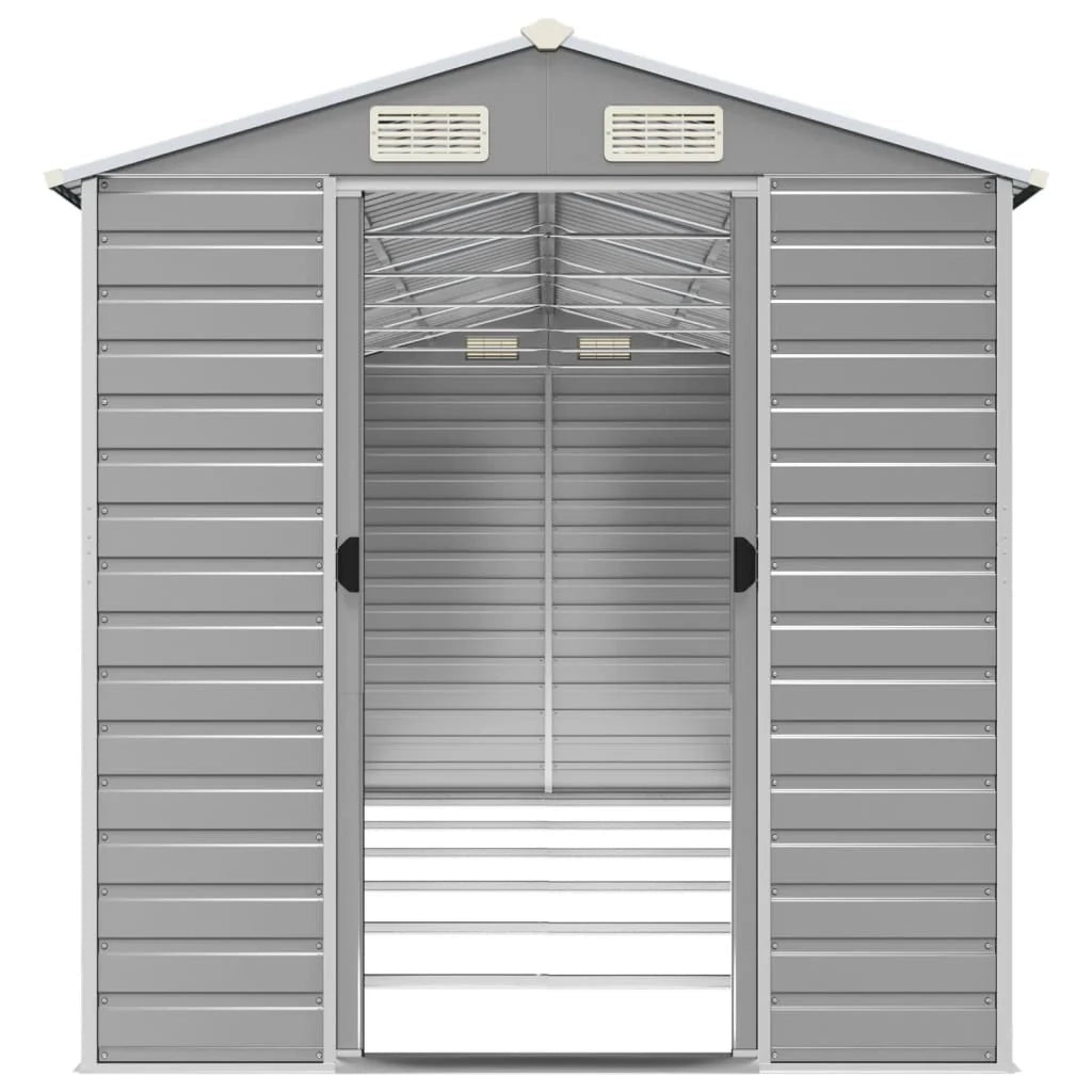 Casetta da giardino cabina ripostiglio casetta da esterno robusta casetta per attrezzi colore chiaro 191 x 555 x 198 cm acciaio zincato grigio 02_0022246