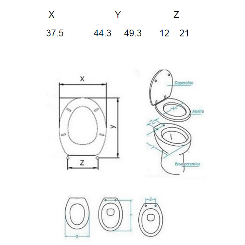 Copri water sedile wc universale scuro per il bagno