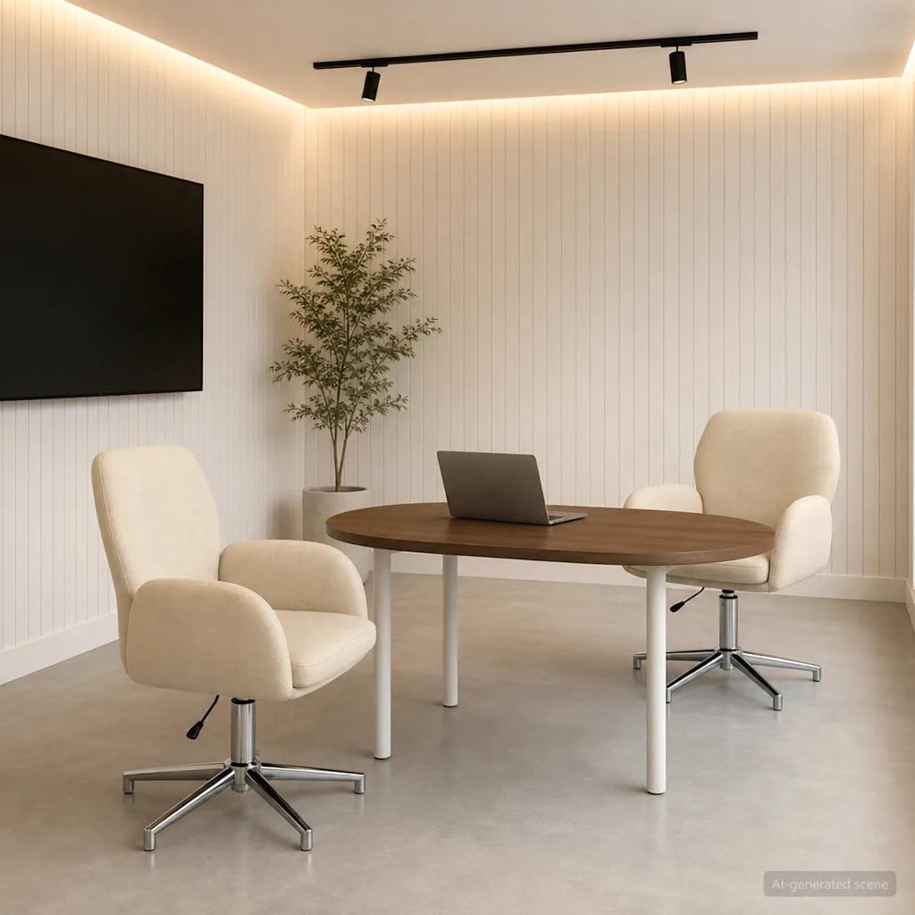 Sedie da scrivania girevoli 2 pz 54 x 58 x 90 cm Crema Tessuto 3428301