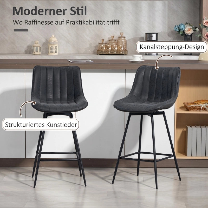 SGABELLO Set da 2 pezzi girevole Nero con schienale