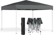 SONGMICS Gazebo 3 x 3 m, Tendone Pieghevole, Protezione Solare, Resistente alla Pioggia Leggera, Portatile, per Cortile, Giardino, Mercato, Grigio Scuro GCT102GZ01