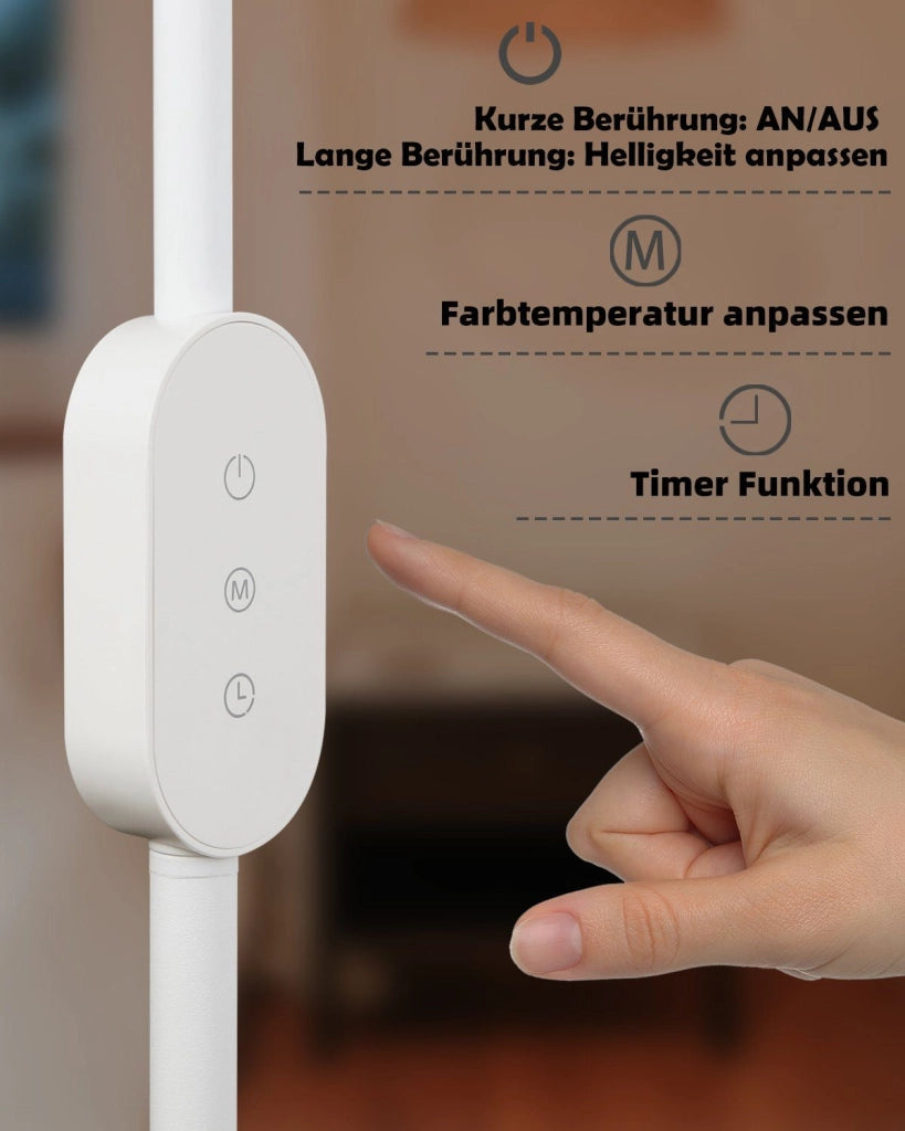 ZMH Lampada da Terra a LED Dimmabile Luce di Lettura LED 9W Timer Memoria Tocco Regolabile