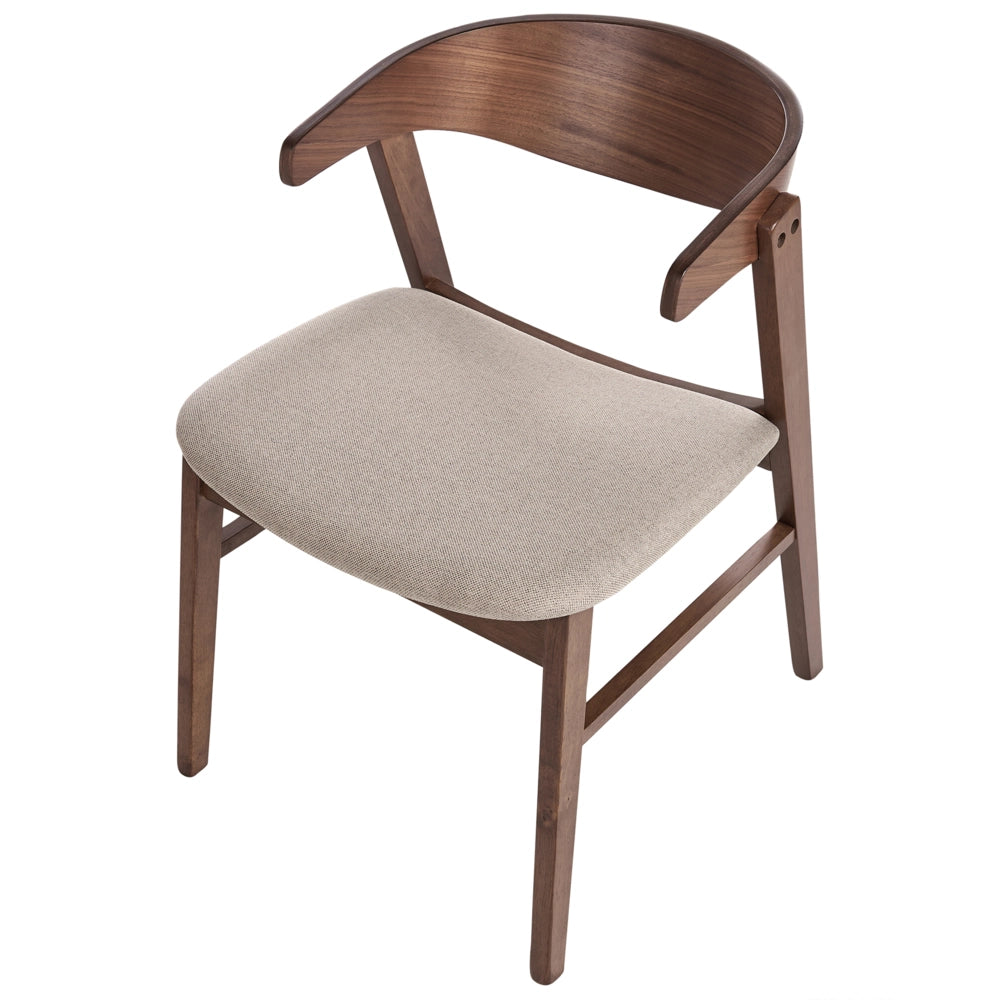 Set di 2 sedie da pranzo in legno e tessuto beige poliestere Gambe in legno di gomma Stile retrò tradizionale
