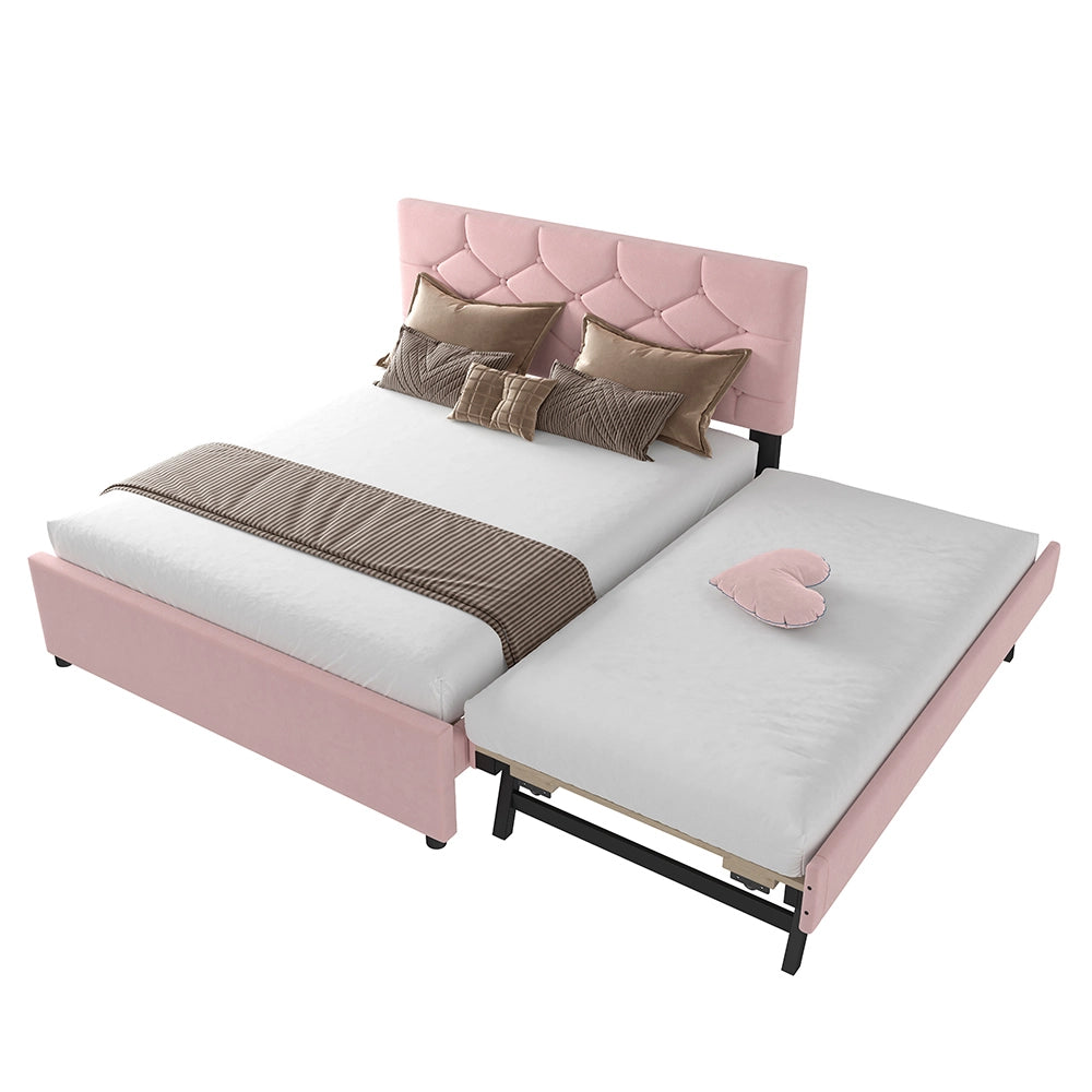 Letto-Xylo-140x200 cm-veluto, cassetto, doghe, minimalista, rosa