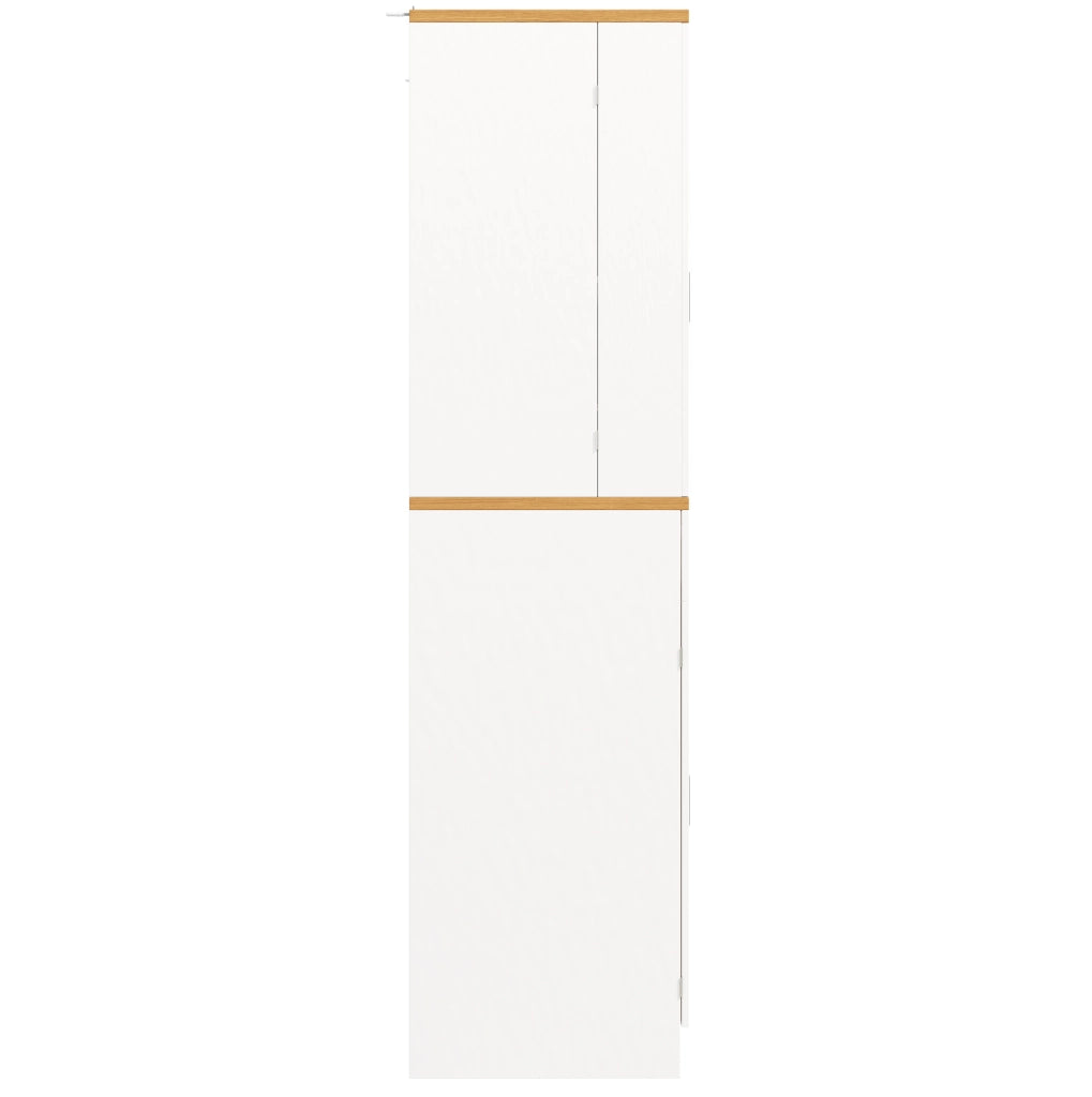 Credenza alta 80x40x180 cm con ripiani aperti e cassetti in MDF bianco