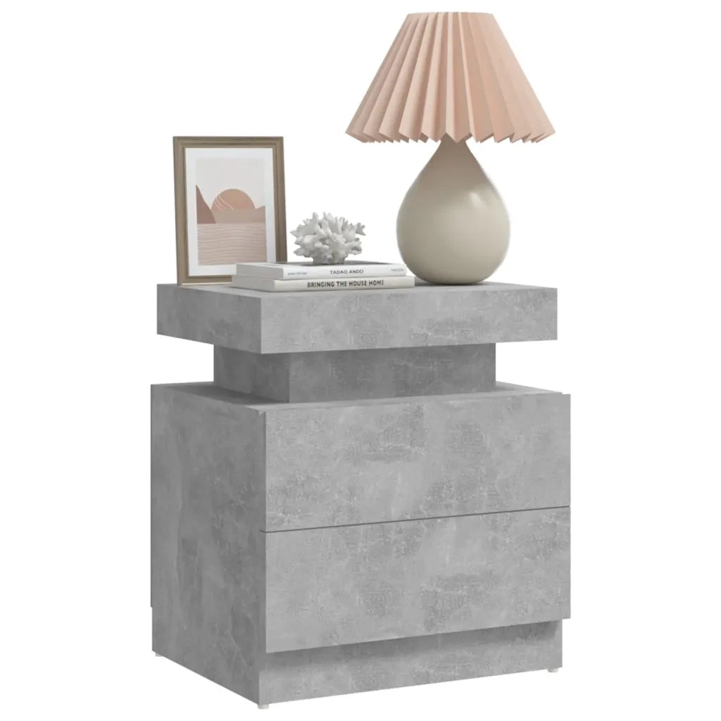 Comodino | Armadio da Notte | Mobiletto da notte Grigio Cemento 45x35x52 cm in Legno Multistrato