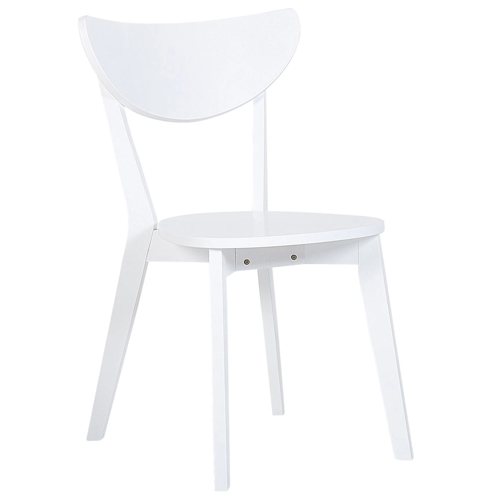 Set di 2 sedie da pranzo Seduta in MDF bianco Gambe in legno di gomma Schienale curvo senza braccioli