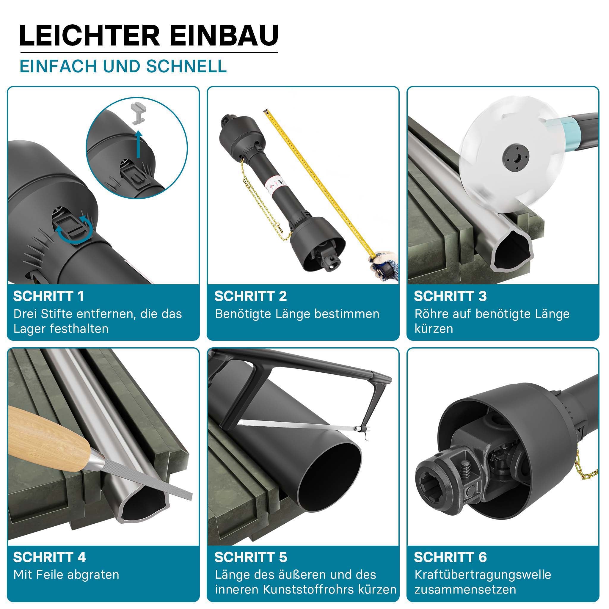 Albero cardanico T4 Giunto 1000-1100mm 460Nm 540rpm Cardano 40kW (55CV) 1 3/8" 6 denti 35mm rotondo