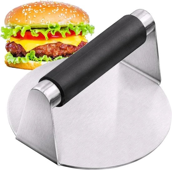 Smash Burger, 5,5 pollici pressa burger, pressa burger a forma piana, smasher a forma rotonda in acciaio inossidabile per grill a superficie piatta, pressa hamburger e strizzatore grasso, facile da pulire