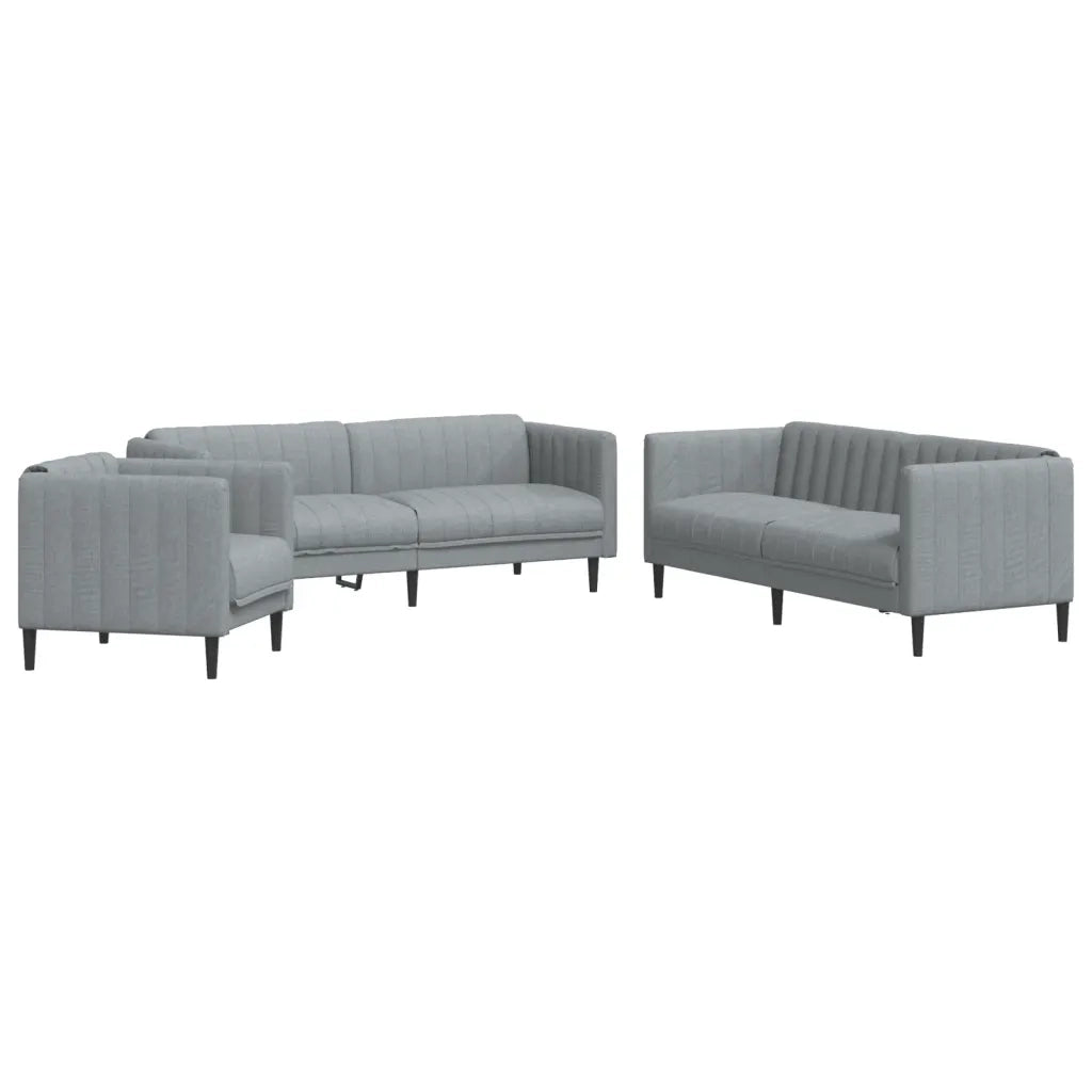Set di Divani 3 pz Grigio Chiaro in Tessuto 3209229