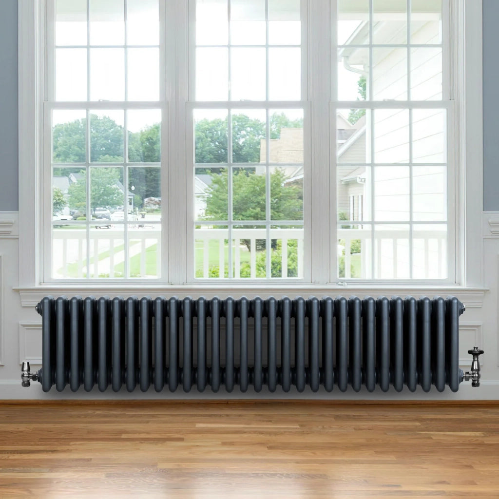 Radiatore Tradizionale 4 Colonne Orizzontale Antracite 300 x 1370 mm