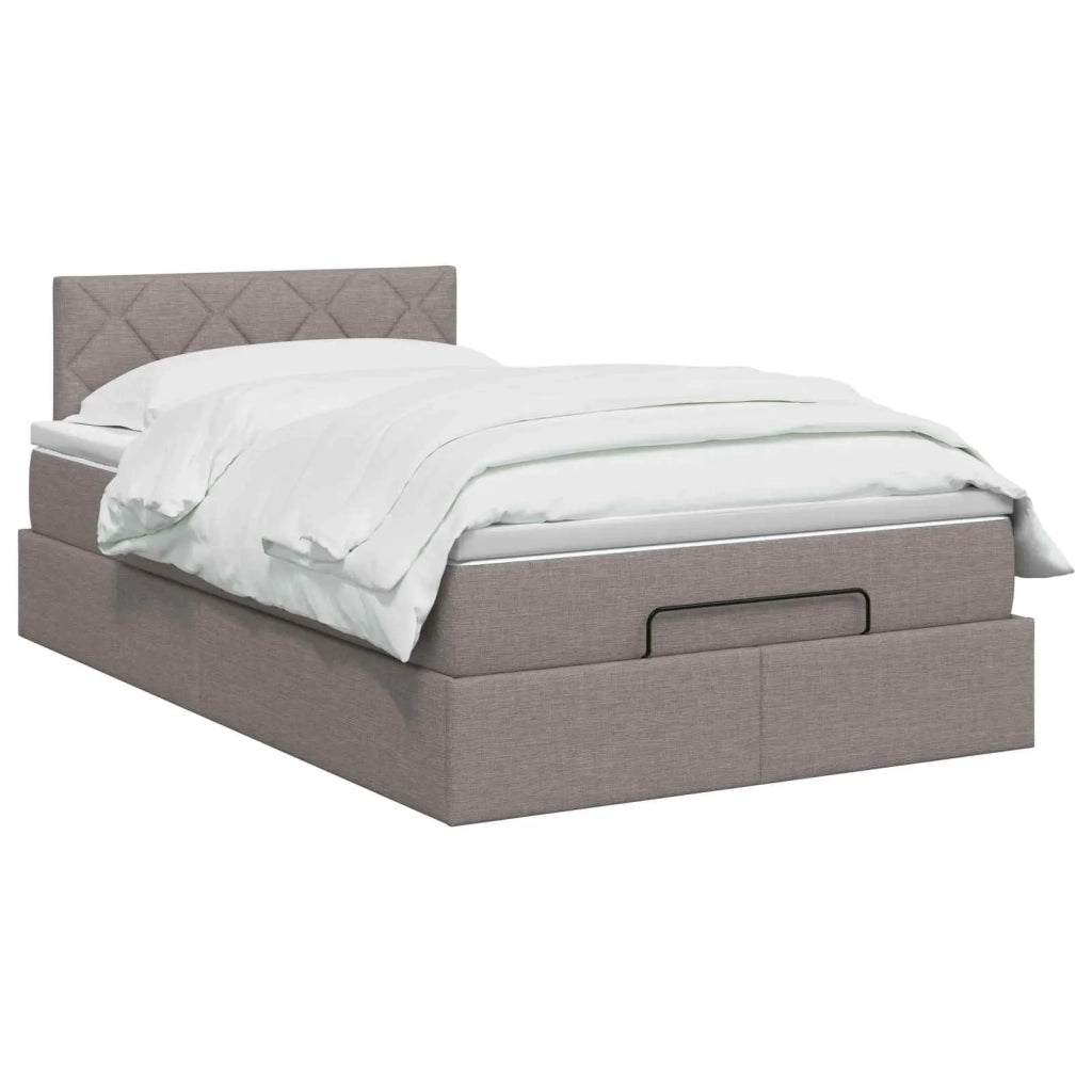Letto Ottomano con Materasso e LED Tortora 120 x 190 cm Tessuto 3458142