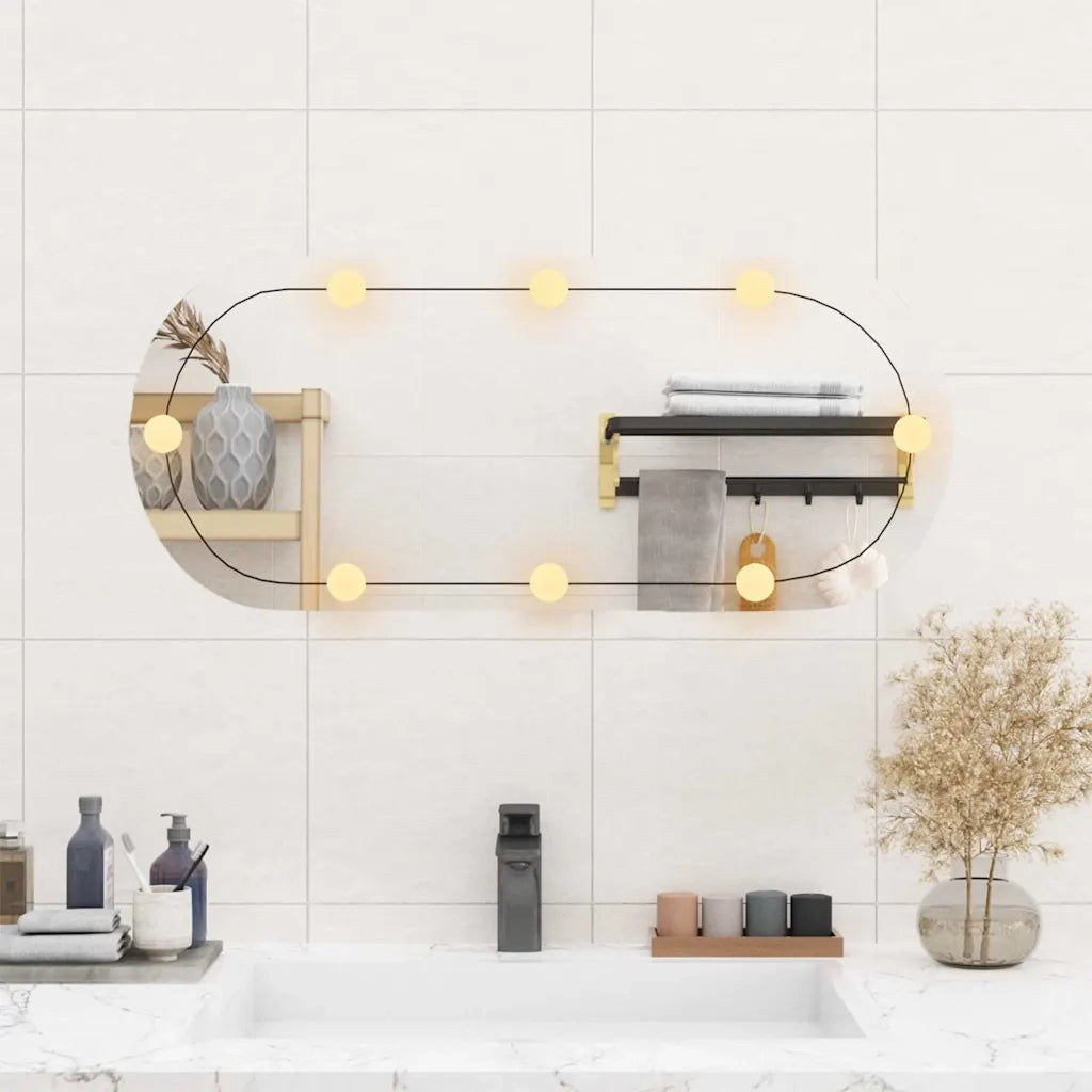 Specchio da Parete | Specchio decorativo con Luci LED 35x80 cm Vetro Ovale