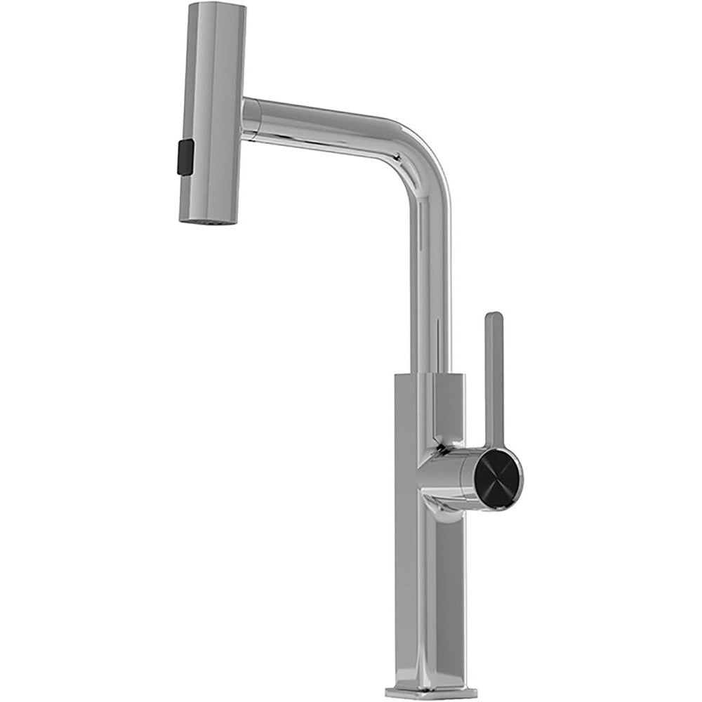 Trade Shop - Rubinetto Cucina Estraibile Erogatore Girevole 2 Getti Cromato Miscelatore 87255 -