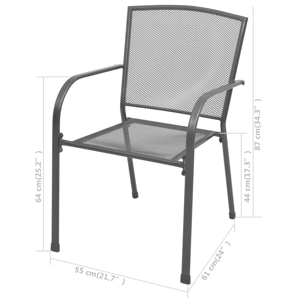 Sedie da Giardino Impilabili 2 pz | Sedie da Esterno in Acciaio Grigio