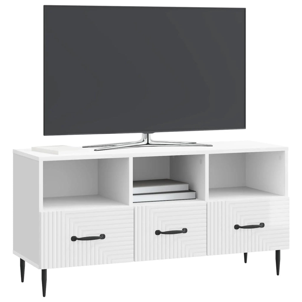 Mobile TV Bianco Lucido 102 x 34,5 x 50 cm Legno ingegnerizzato 894909