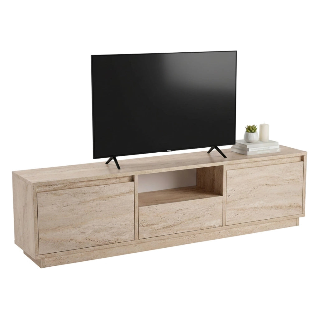 Mobile porta TV Morrigan, Credenza da soggiorno, Armadio basso per TV, Base parete attrezzata, 160x30 h42 cm, Beige