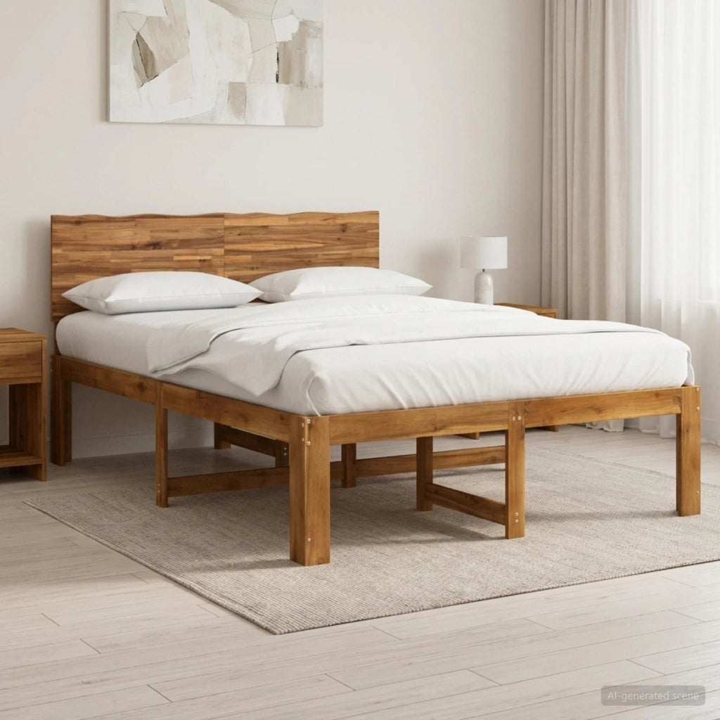 Letto matrimoniale con testiera ROSTOCK Naturale 137 x 190 cm 3405505