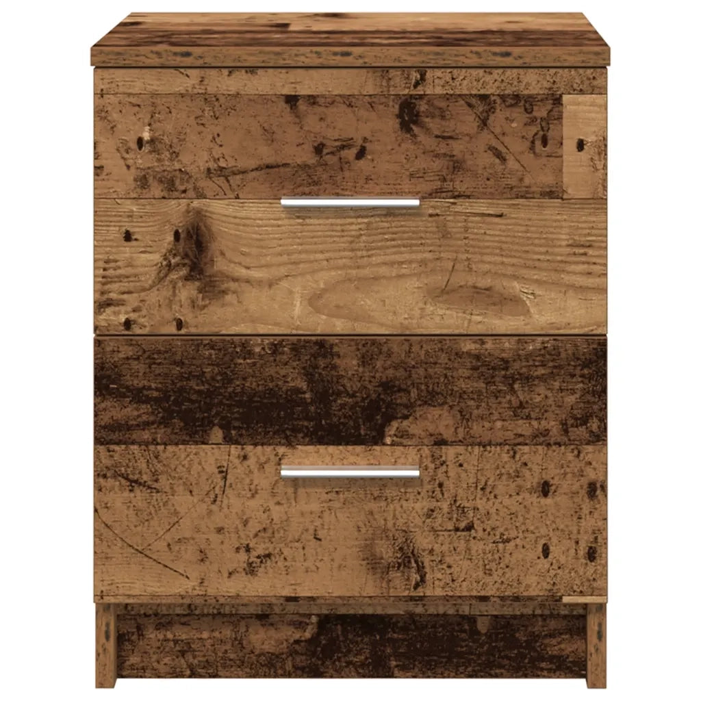 Comodini 2 pz con 2 Cassetti Legno Antico 40x36x50 cm