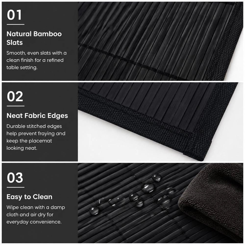 6 Bamboo Placemats 30 X 45 Cm Black