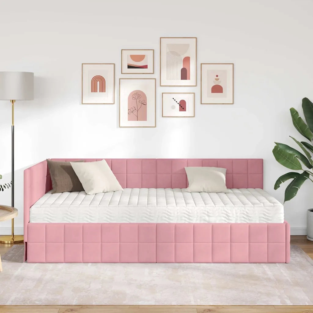 Struttura Letto Angolare con Materasso 2 pcs Grigio Velluto 3393951